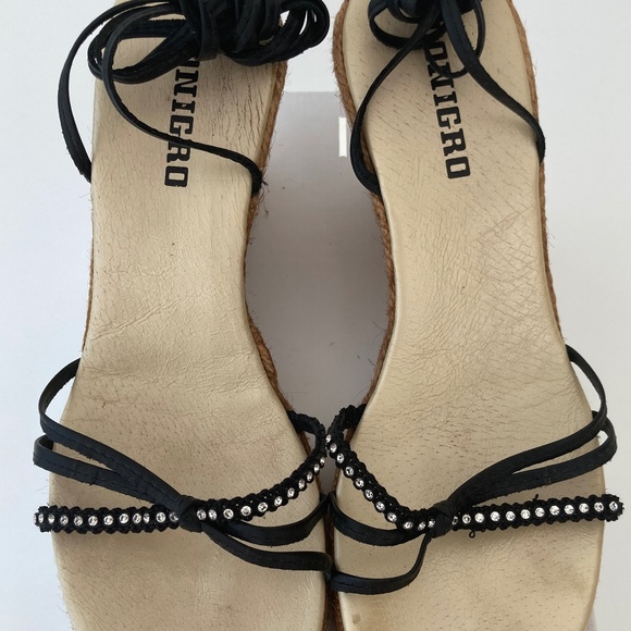 Leather Espadrille Platform Wedge Sandals – Made in Italy – US 9 - Picture 3 of 8